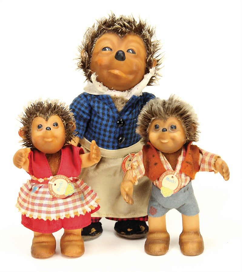 STEIFF 3 pieces, Macki, and Mucki, 12 cm, with chest (1 of 1)