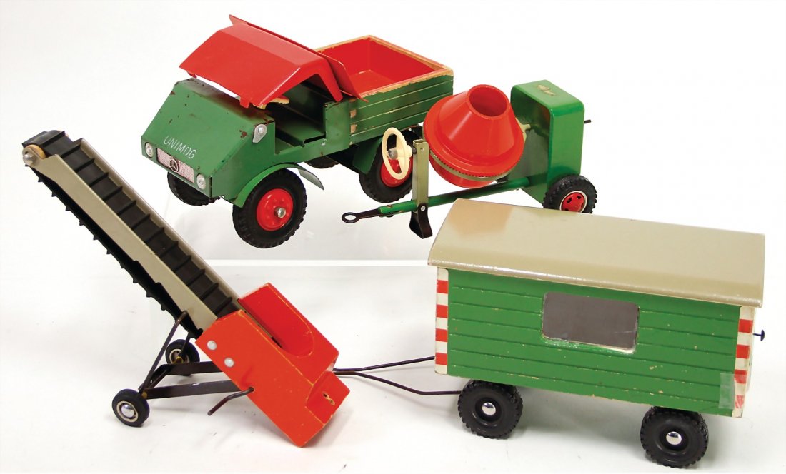STEIFF 4 pieces, wooden toys, postwar era, Unimog, not (1 of 1)