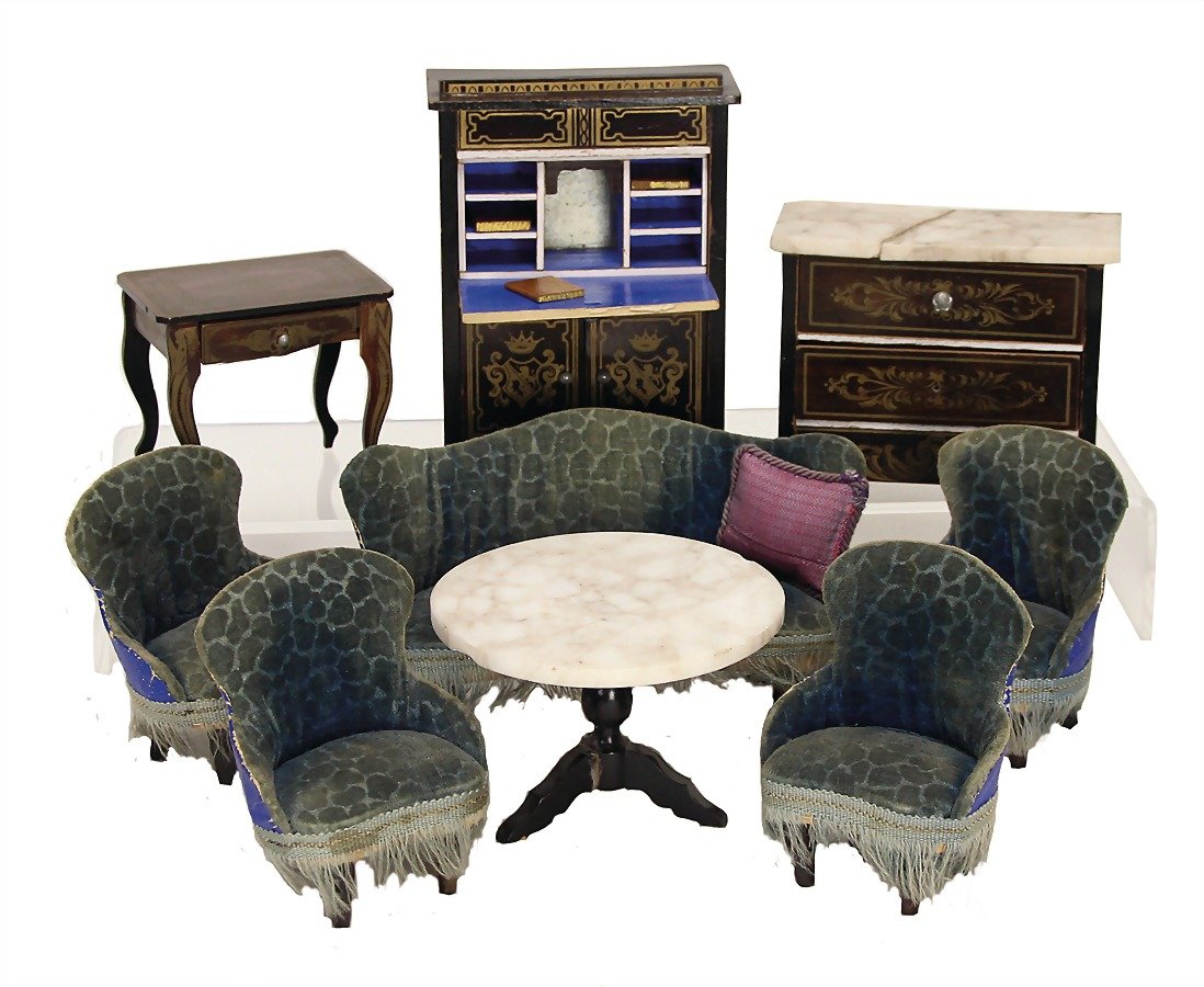 BIEDERMEIER living-room suite, wood/pressed cardboard, (1 of 1)