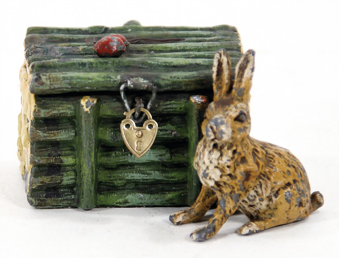 money box, metal/casting, hare with pile of wood, (1 of 1)