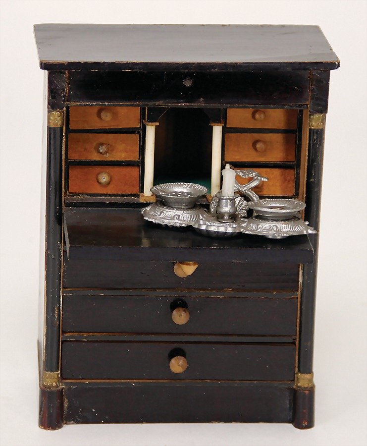 dollhouse bureau, Biedermeier, 15.5 cm, 3 drawers, (1 of 1)