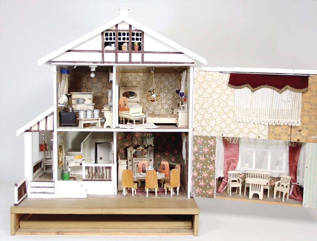 dollhouse, 2-storey, 55 x 42 x 66 cm, living room and (1 of 2)