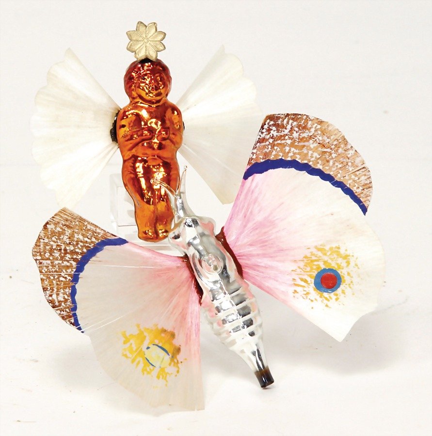 Christmas tree decoration, mirror glass, butterfly, (1 of 1)
