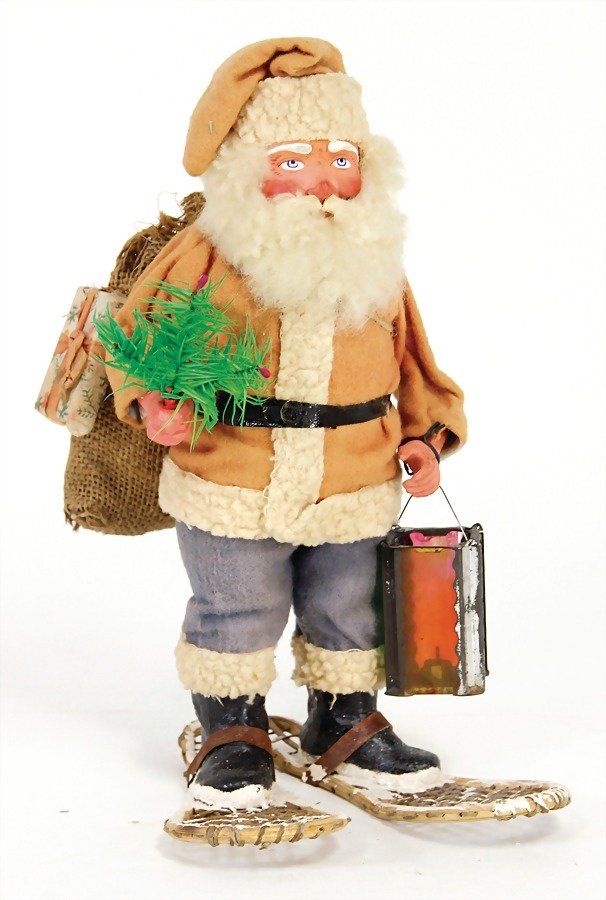 Santa Claus, 29 cm, mass face, felt clothes, on skids, (1 of 1)