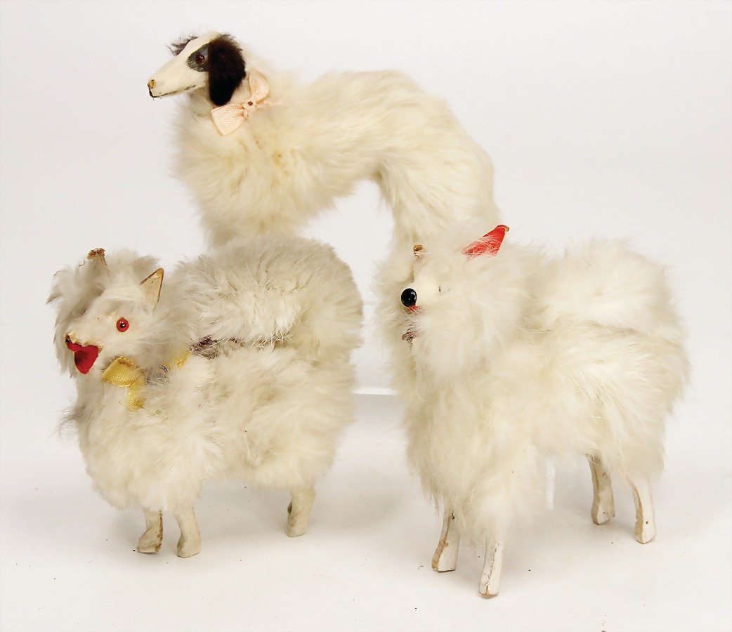 3 pieces skin dogs, greyhound, 15.5 cm, 2 x spitz, nice (1 of 1)