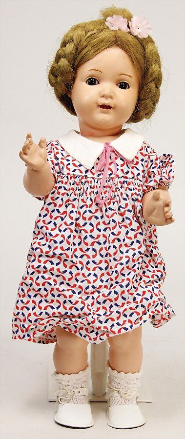 BRUNO SCHMIDT Celluloid-Mädchen, gem. 45, braune: BRUNO SCHMIDT Celluloid-Mädchen, gem. 45, braune Schlafaugen, off. Mund, Zähne, Echthaarperücke, Celluloid-Stehbaby-Körper German Description BRUNO SCHMIDT Celluloid-Mädchen,