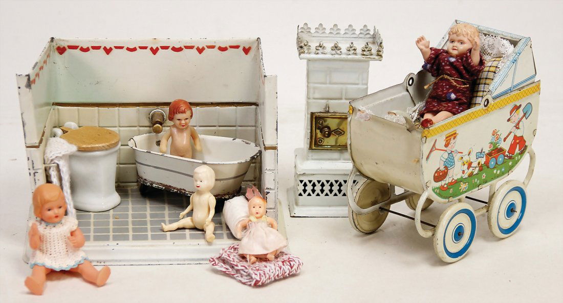 Konv. Puppen u. Puppenstuben-Zubehör, Kinderwagen, (1 of 1)