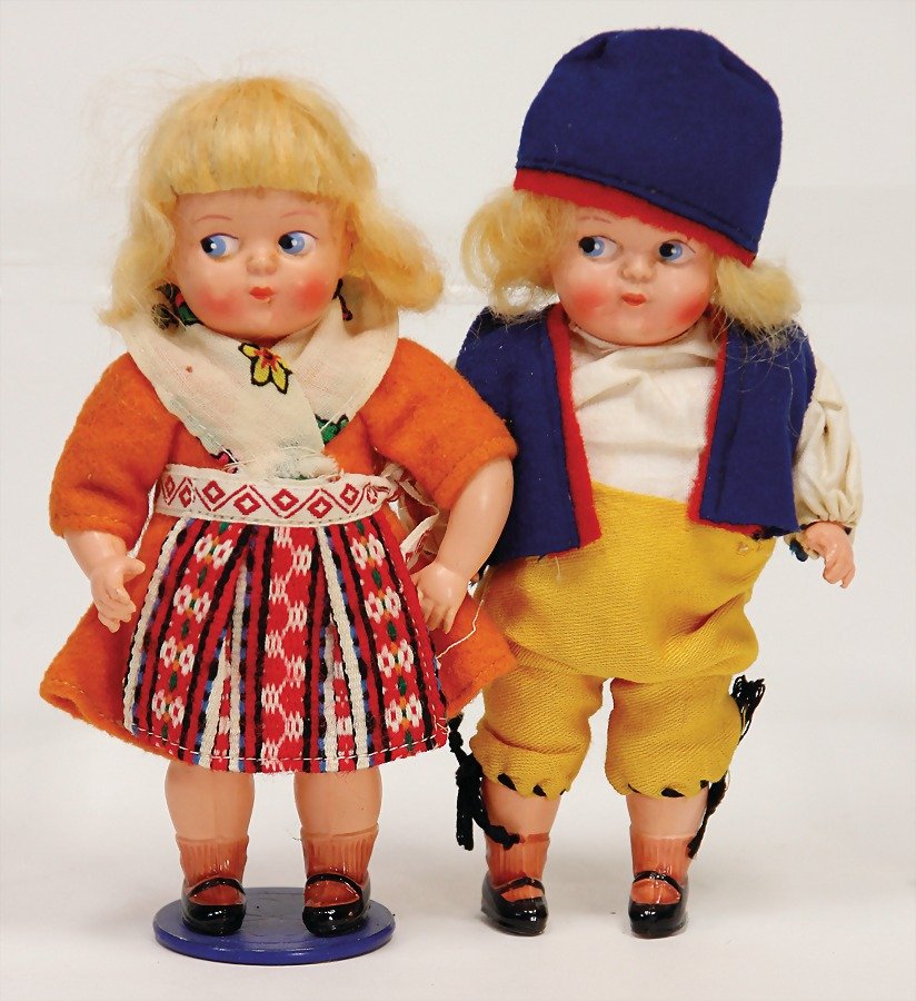 SCHILDKRÖT 2 kl. Celluloid-Googlys, Mädchen, (1 of 1)