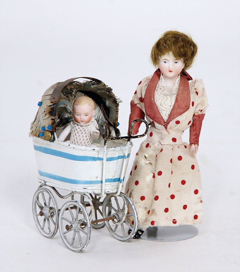 Puppenstuben-Kinderwagen, Blech handlackiert, (1 of 1)