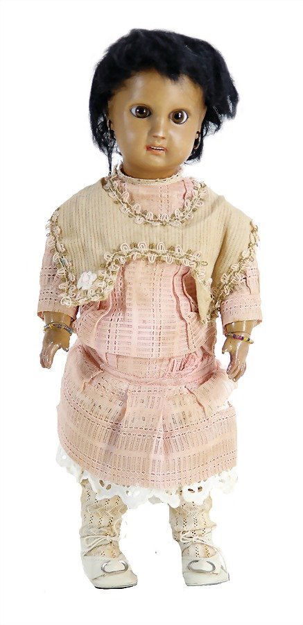 farbige Biskuit-Porzellankopf-Puppe, Frankreich, wohl (1 of 1)