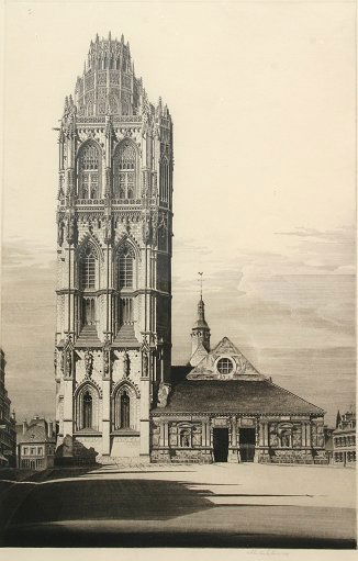 JOHN TAYLOR ARMS ETCHING: ARMS, John Taylor, (American, 1887-1953): ''ASPIRATION'', Etching, 16 1/2" x 11" sight size, pencil signed and dated 1939, black frame, 24" x 19".