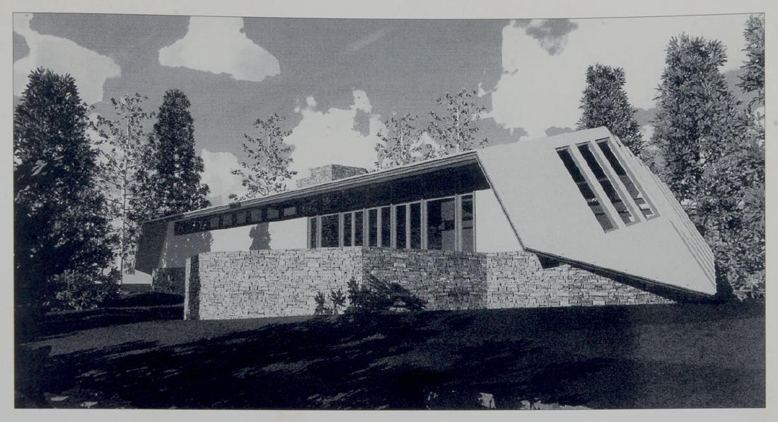 FRANK LLYOD WRIGHT PROUT HOUSE ORIGINAL BLUEPRINTS: FRANK LLYOD WRIGHT PROUT HOUSE ORIGINAL BLUEPRINTS: Set of original blueprints designed by famed architect Frank Lloyd Wright for the George Prout House, originally scheduled for 1946 in Columbus, Ind