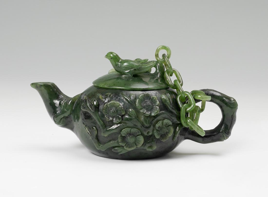 CHINESE CARVED SPINACH JADE TEAPOT Sep 24, 2017 Burchard Galleries