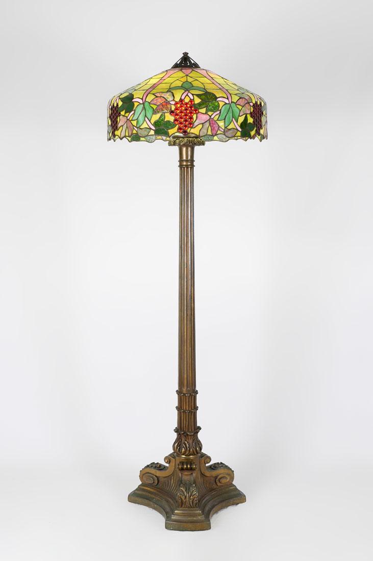 HANDEL QUALITY LEADED GLASS FLOOR LAMP