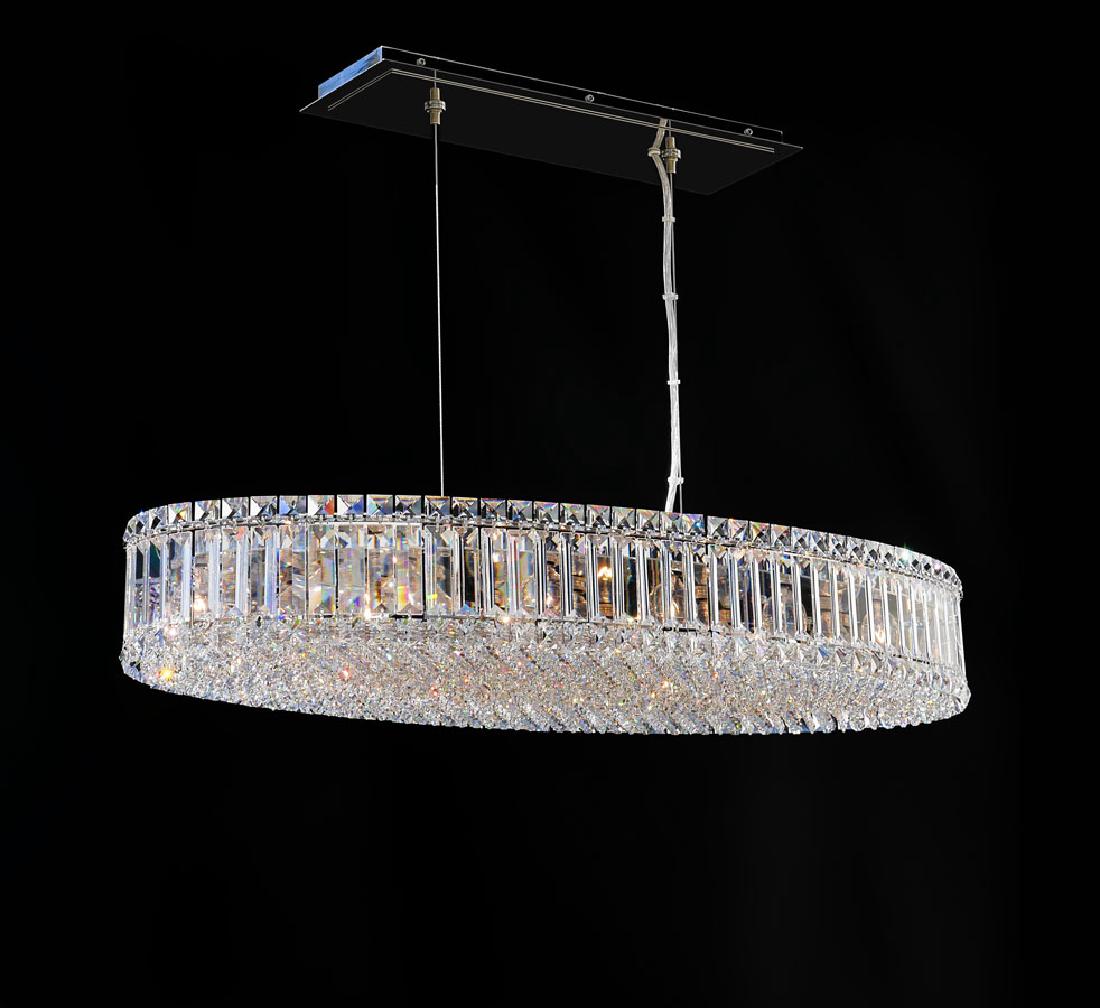 SCHONBEK SWAROVSKI CRYSTAL PLAZA PENDANT CHANDELIE: SCHONBEK SWAROVSKI CRYSTAL PLAZA PENDANT CHANDELIER: In brand new condition, never out of the box until unpacked here, stunning oval pendant chandelier by Shonbeck with Swarovski crystals. Overall mea