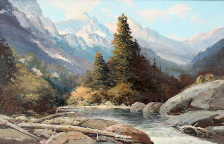 Large Robert Wood Snake River Wyoming Painting Jan 28 2018