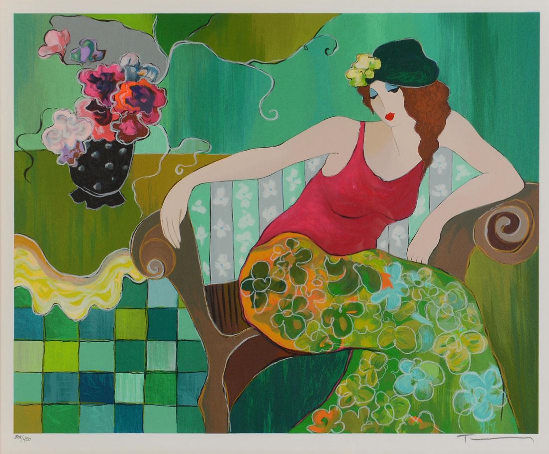 TARKAY SERIGRAPH ''EMERALD BEAUTY'': TARKAY, Itzchak, (Israeli, 1935-2012): ''Emerald Beauty'', Serigraph, sight size is 17.50'' x 20.75'', pencil signed lower right and numbered 301 of 450 lower left, framed 28'' x 31.50''.
