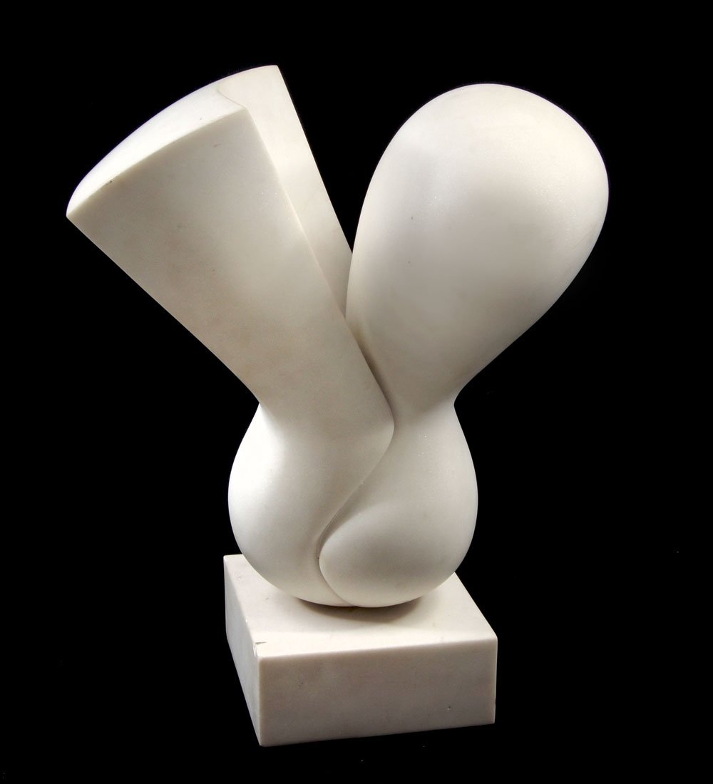 ZIPPORAH GENDLER MARBLE MODERNIST SCULPTURE: GENDLER, Zipporah, (Israel, 1940-): Modernist Geometric Composition, Marble, 18'' H, signed on the base. Gendler was the younger sister of renowned Canadian sculptor Sorel Etrog. Etrog frequently assi