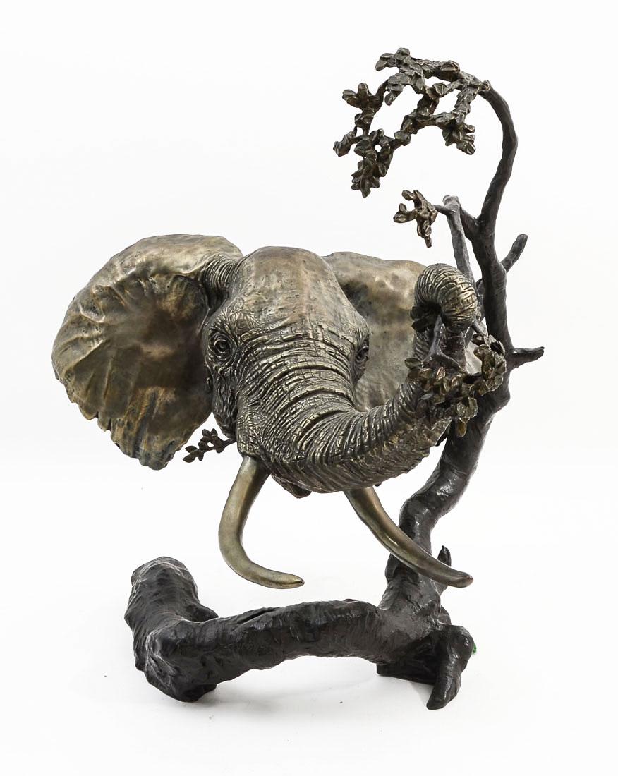 MARK HOPKINS ELEPHANT BRONZE: HOPKINS, Mark, (American, 20th/21st Century): "Elephant Bronze Maquette", Bronze, approximately 17" in height x 14" in depth x 15" in width, signed on the ear, dated 93' and numbered 415 of 750.