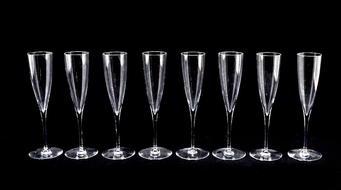 8 BACCARAT DOM PERIGNON CHAMPAGNE FLUTES: 8 BACCARAT DOM PERIGNON CHAMPAGNE FLUTES: Each 9 1/4" h.