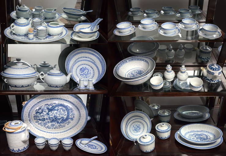 Massive Collection Of Oriental Blue & White Rice China