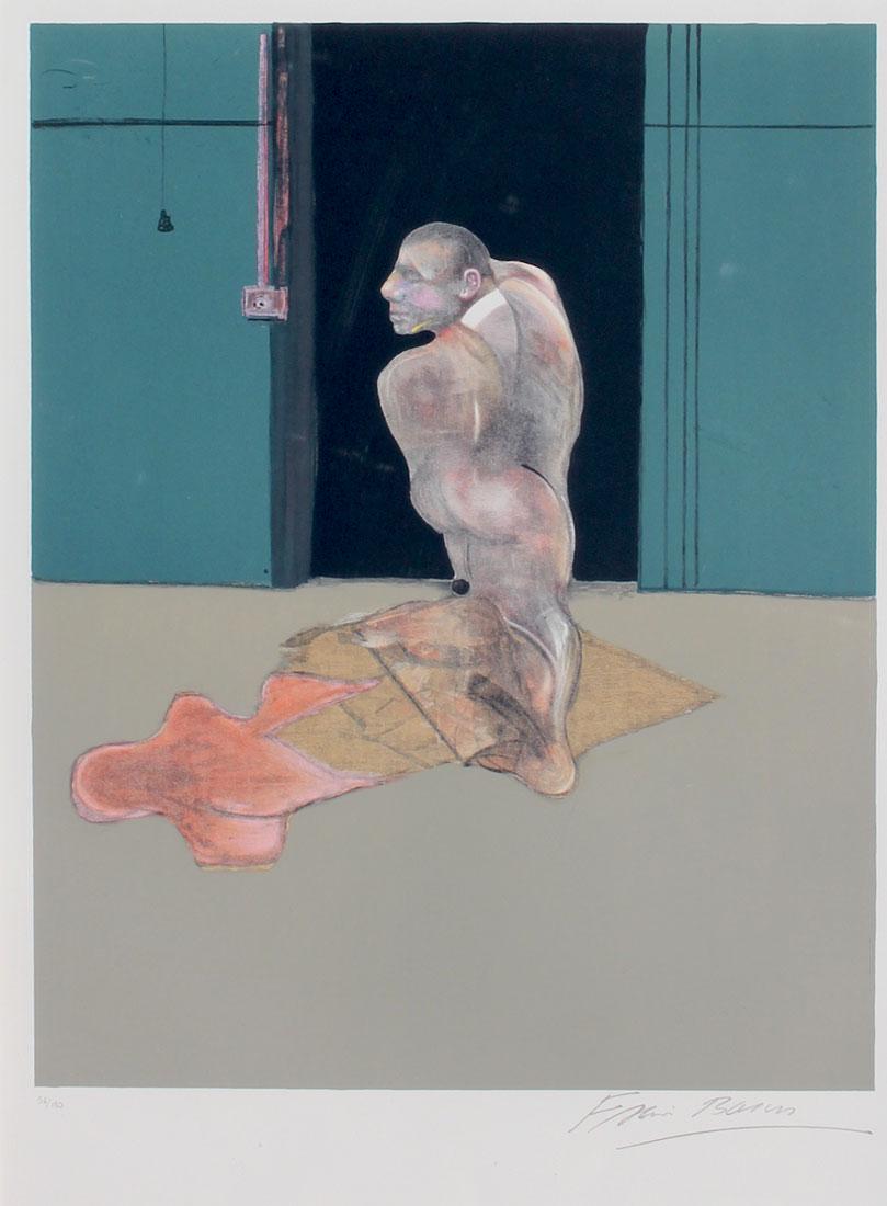 FRANCIS BACON LITHOGRAPH STUDY FOR A PORTRAIT OF JOHN: BACON, Francis, (British-Irish, 1909-1992): ''Study For a Portrait of John Edwards'', Lithograph in Color, sight size is 31'' x 21.50'' with margins, pencil signed lower right and numbered 96 of 180 l