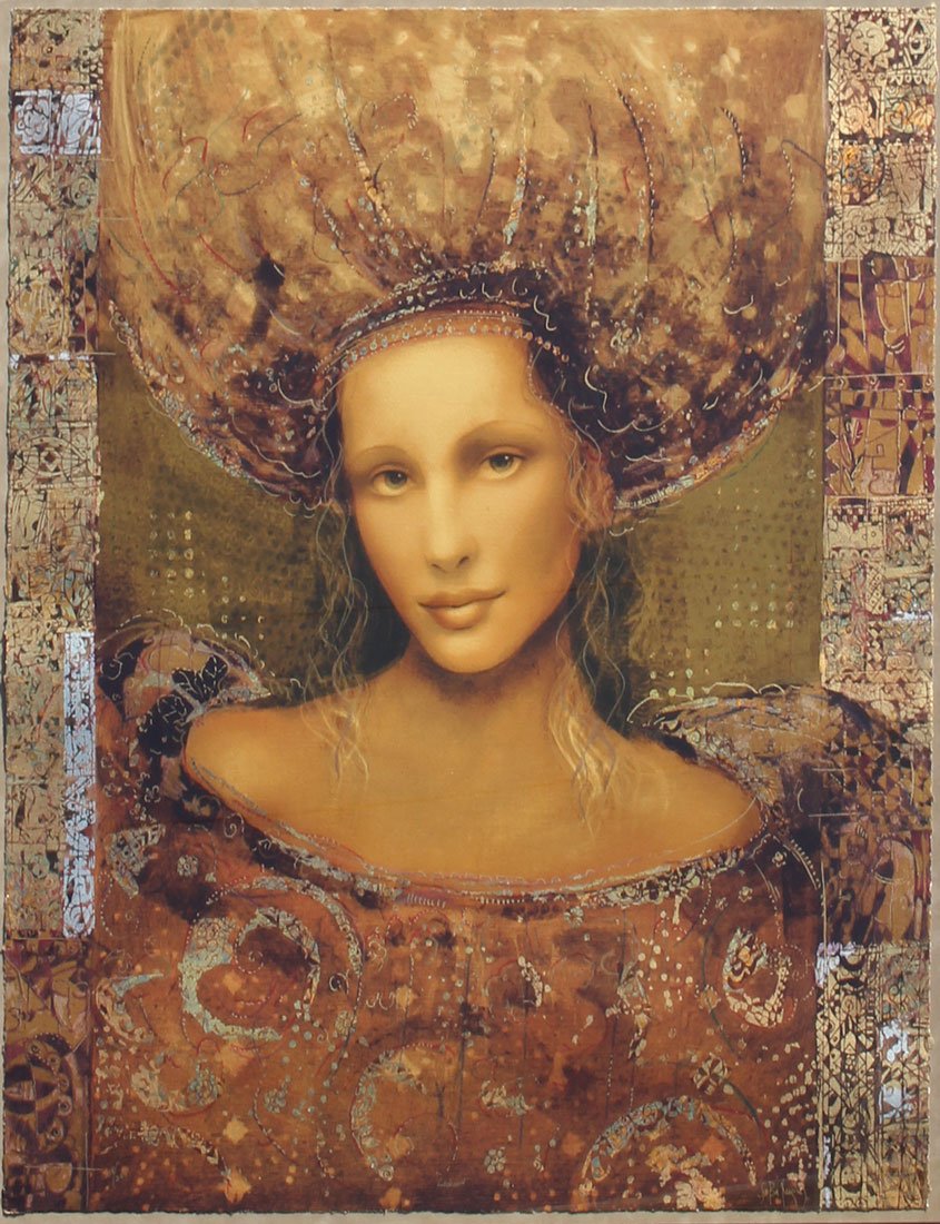 LARGE MARKUS CSABA PORTRAIT GICLEE: CSABA, Markus, (Hungarian, 1953- ): ''Portrait of a Beauty'', Giclee, sight size is approximately 35'' x 30'', signed lower right and numbered 218 of 285, fantastic custom frame is 49'' x 43''.