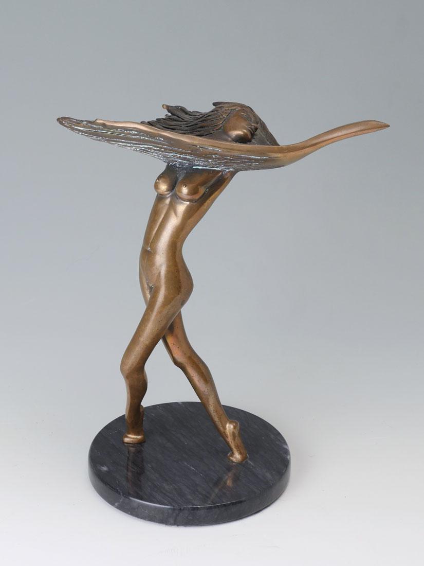 TOM BENNETT NUDE DANCER BRONZE: BENNETT, Tom, (American, 1928-): Nude Dancer, Bronze, 13" h., signed, numbered 23/250 and dated '91, affixed to marble plinth, 13.5" overall.