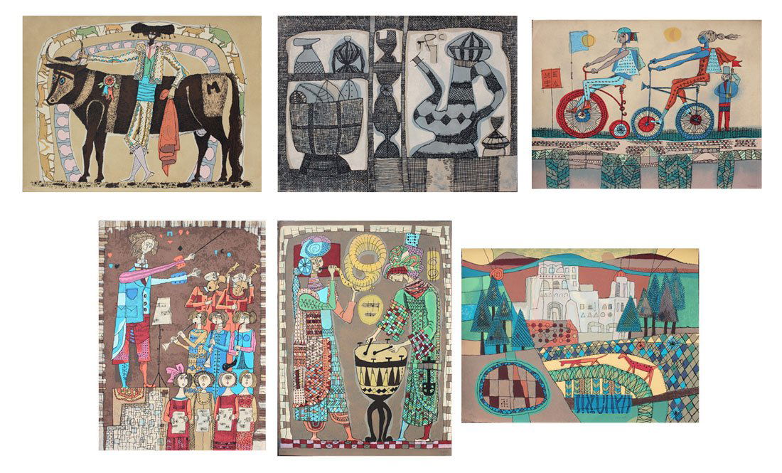 6 ENRIQUE CLIMENT SERIGRAPHS: CLIMENT, Enrique, (Mexican, 1897-1980): 6 Piece Lot of Serigraphs, all measure 30" x 22", all pencil signed, some are marked P. A. and some are numbered.