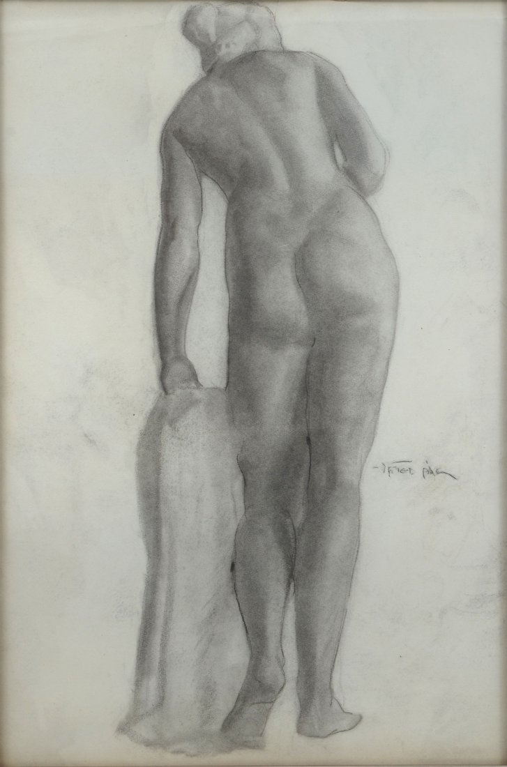 PAL FRIED FEMALE NUDE DRAWING: FRIED, Pal, (Hungarian, 1893-1976): Pal Fried Female Nude Drawing, sight size is 24" x 16", signed lower right, framed 36" x 27.50".