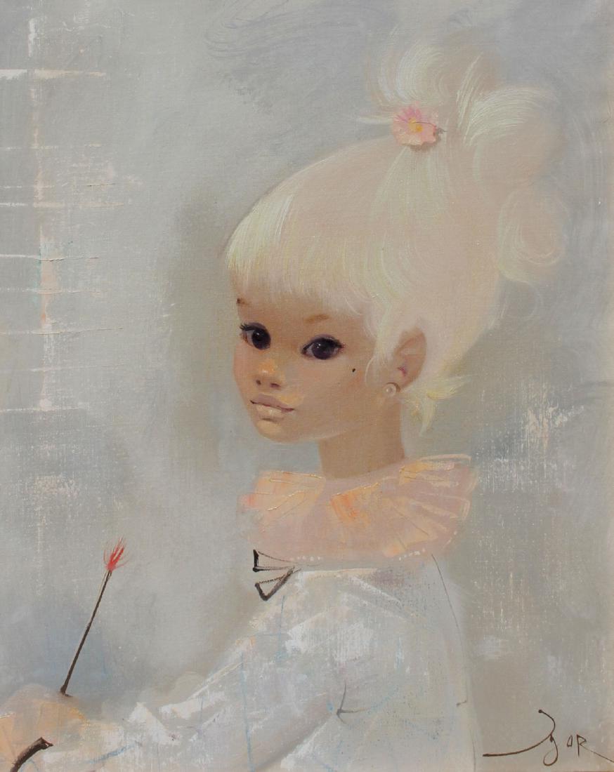 IGOR PANTUHOFF BIG EYED GIRL PAINTING: PANTUHOFF, Igor, (Russian, 1911-1972): Big Eyed Girl Young Blonde, Oil/Canvas, 20" x 16", signed lower left, framed 22" x 18".