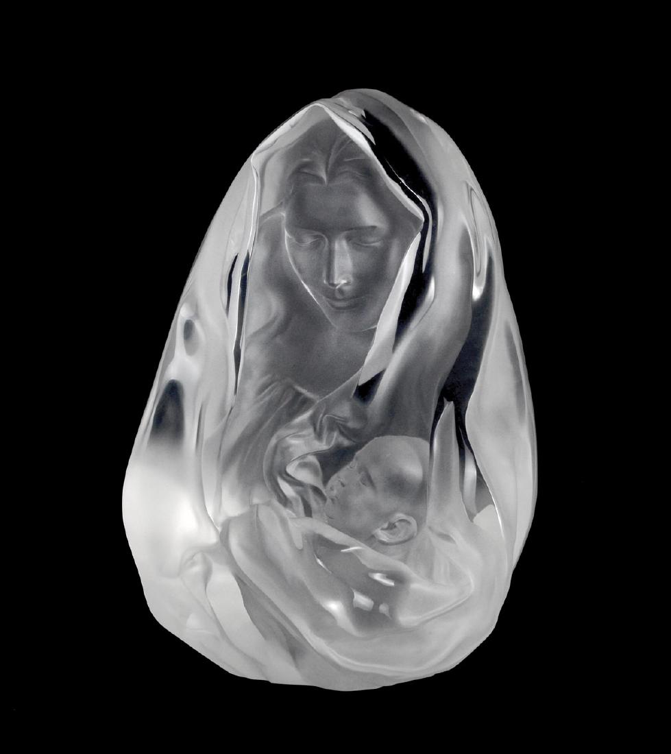 LARGE FREDERICK HART ACRYLIC SCULPTURE: HART, Frederick, (American, 1943-1999): "Mother and Child", Limited edition Lucite, Edition size 150, 24" in height x 17" in width x 9.50" in depth, incised signature. Consignor paid over 15k for this