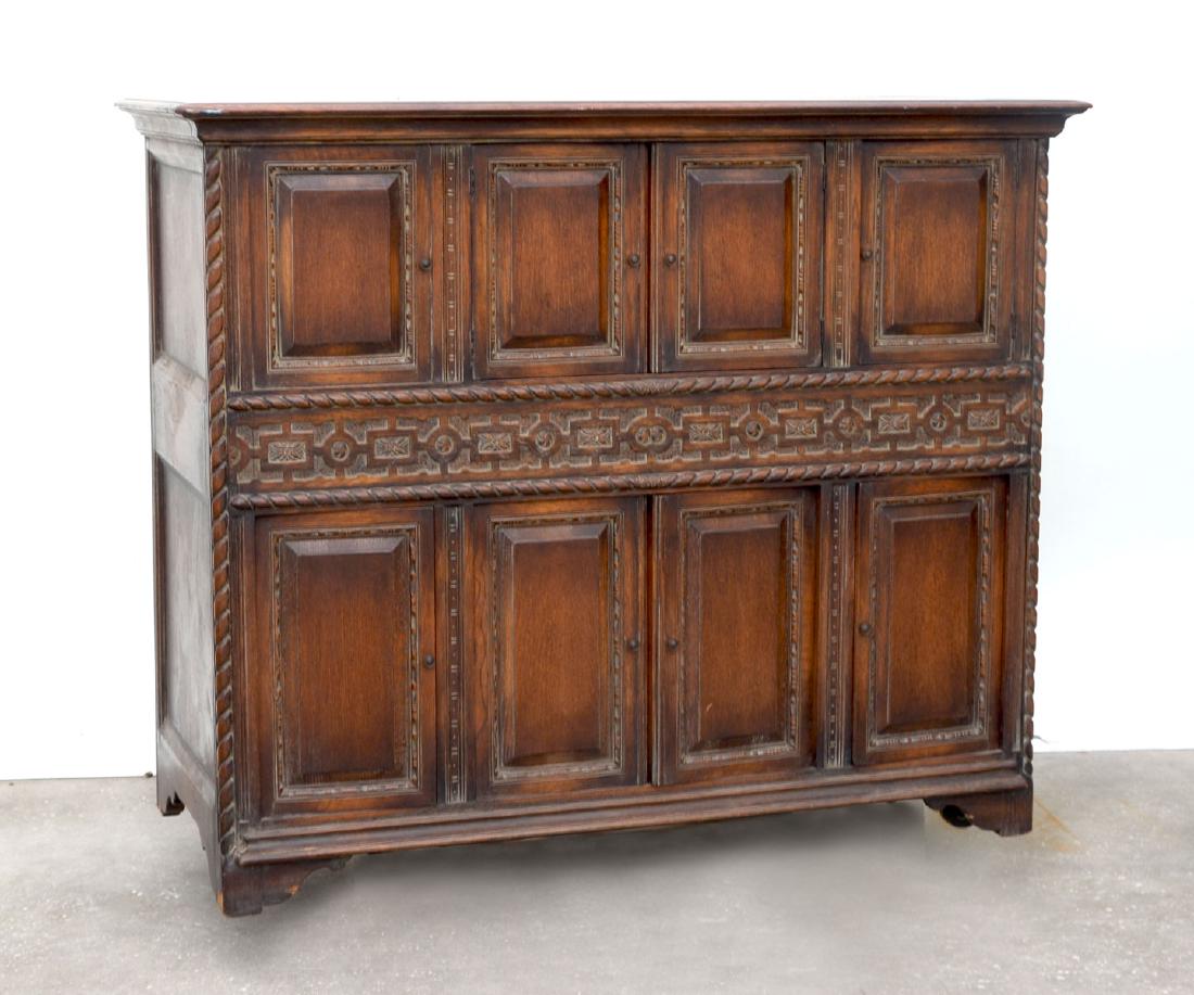 LARGE CAPEHART RECORD/STEREO PLAYER: LARGE CAPEHART RECORD/STEREO PLAYER: This Capehart record player/stereo receiver is carved with a floral medallion design horizontally in center with a carved spiral border that is also carved on both