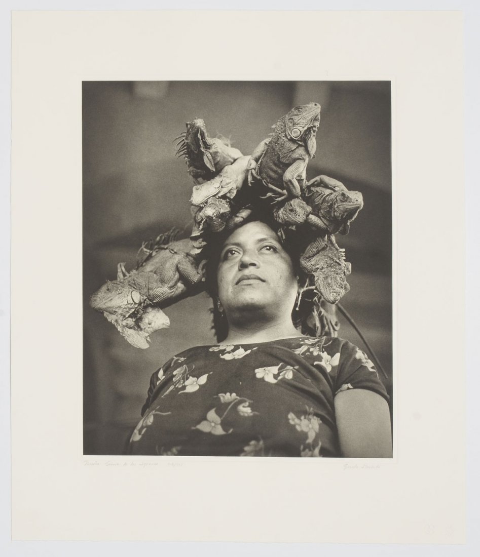 GRACIELA ITURBIDE PHOTOGRAVURE "NUESTRA SENORA": ITURBIDE, Graciela, (Mexican, 1942-): "Nuestra Senora De Las Iguanas", Photogravure, 29.75" x 25", pencil signed lower right, titled lower left and numbered in roman numerals 17 of 30, several blind s