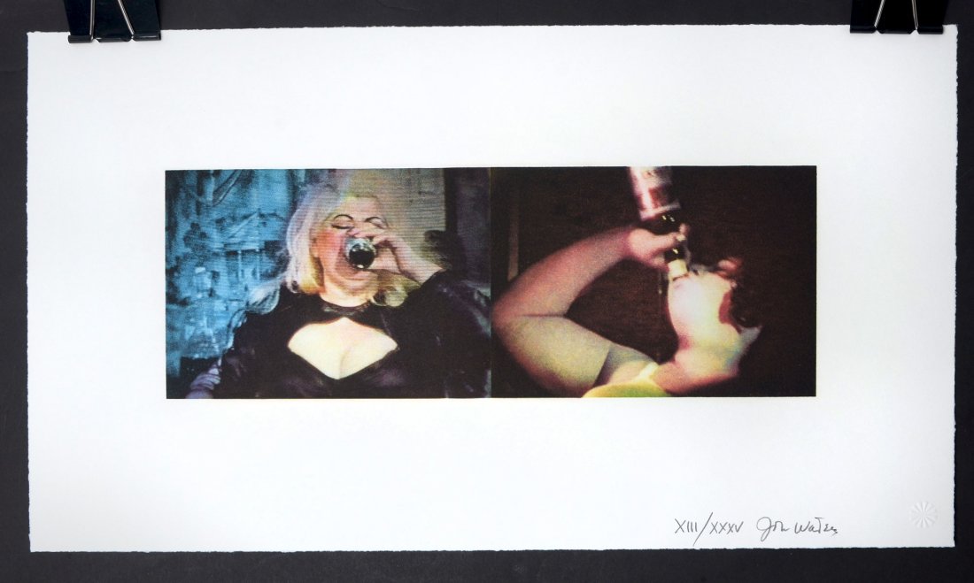 JOHN WATERS "DRUNK" PHOTOGRAVURE 1998: WATERS, John, (American, 1946-): "Drunk", 1998 Color Photogravure, 11.25" x 20". Available from USF for $2,500.