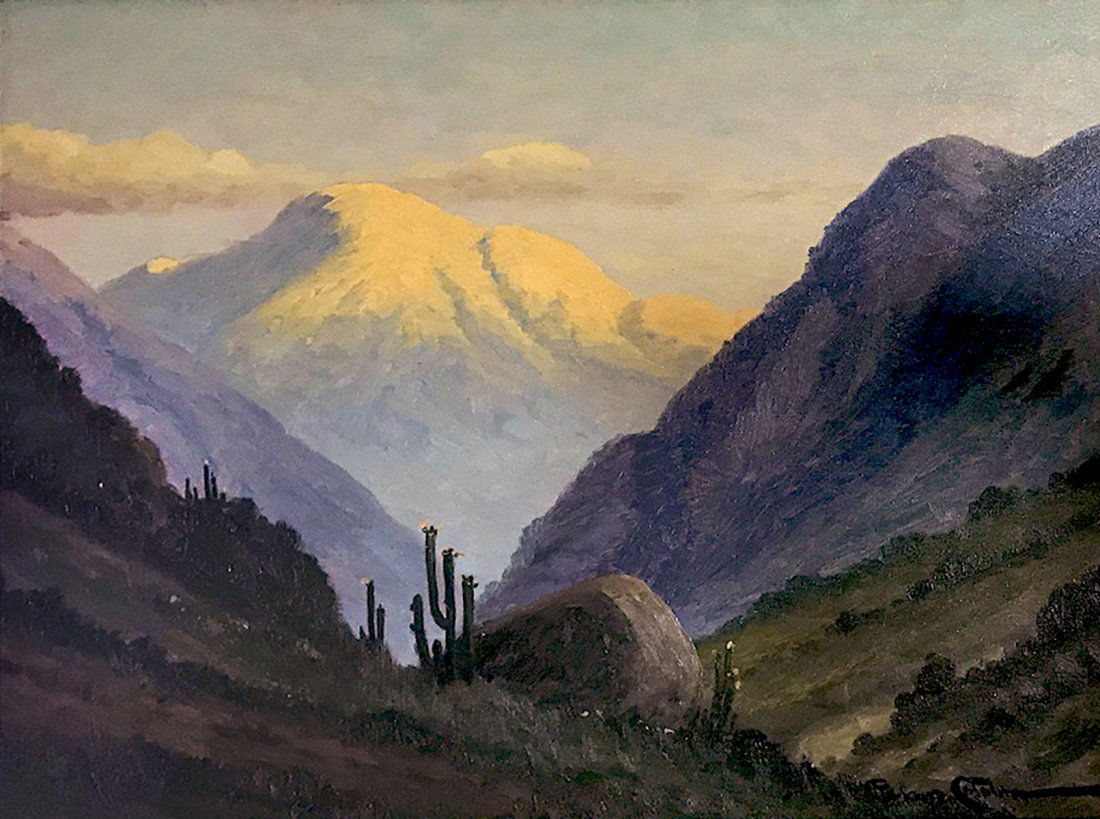 RAMOS CATALAN PAINTING MOUNTAINOUS LANDSCAPE: CATALAN, Benito Ramos, (Chilean, 1888-1961): Summer Andes Landscape, Oil/Canvas, 19" x 23", signed lower right, framed, 24.5" x 28.5".