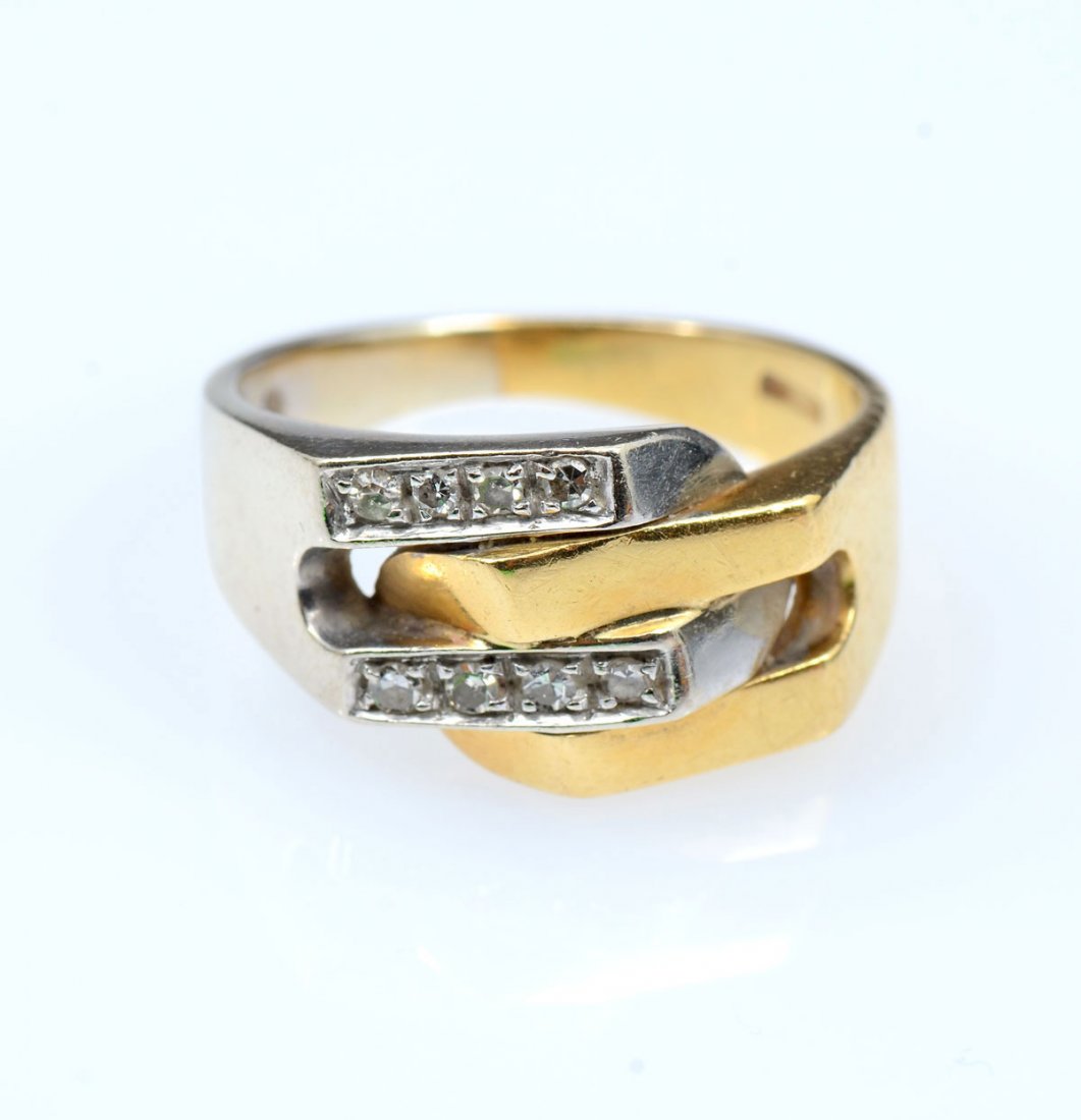 14K .80 CTW DIAMOND RING: 14K .80 CTW DIAMOND RING: 14K yellow gold ring contains 8 round single cut diamonds. WEIGHT: .15 Ct. Approx. Rated VS in clarity and H-I in color. The diamonds are prong set. Weight: 7.4 grams. Size: