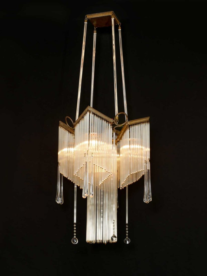 ART DECO GLASS ROD CHANDELIER