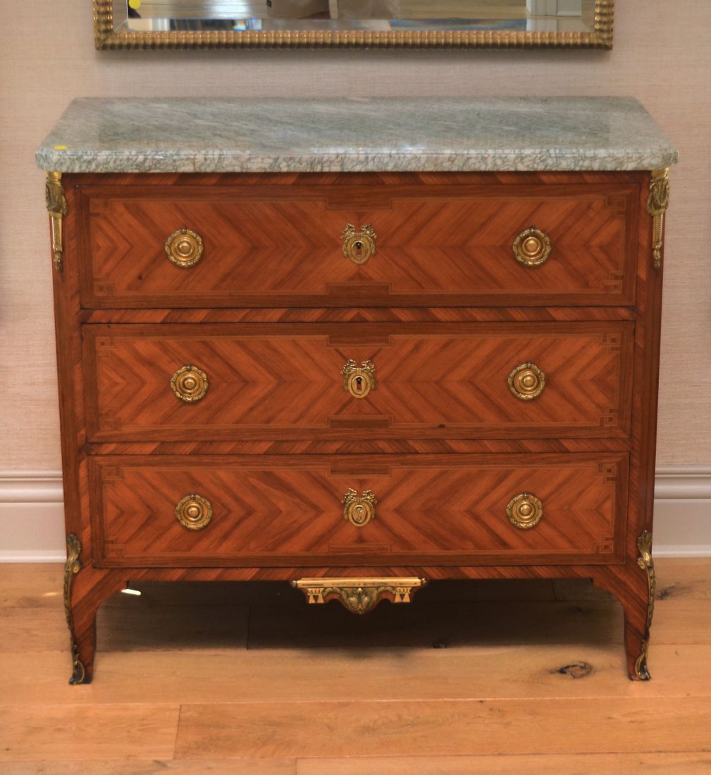 3 DRAWER FRENCH MARBLE TOP DRESSER