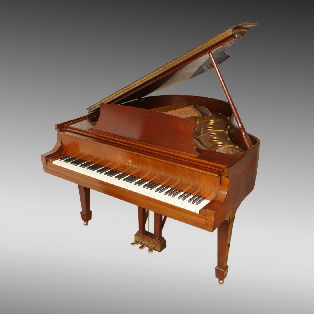 STEINWAY "M" SERIES BABY GRAND PIANO: STEINWAY "M" SERIES BABY GRAND PIANO: Steinway & Sons walnut series "M" baby grand piano having serial #321251 and was made in 1946. Approx. 38.5" h x 65.5" l x 57.25" w. Also included is a piano stoo