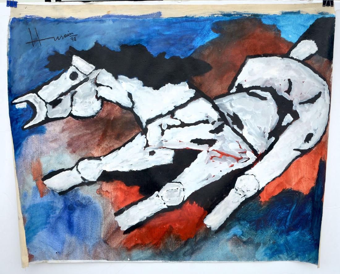 M.F. HUSAIN PAINTING HORSE 1998