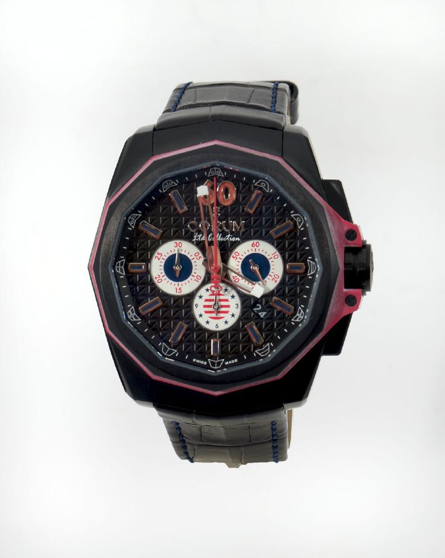 CORUM ADMIRALS CUP AC-ONE ANUS LTD EDITION: CORUM ADMIRALS CUP AC-ONE ANUS LTD EDITION: This automatic mechanical chronograph watch is a limited-edition timepiece of 100 pieces worldwide - this watch is 009. Swiss automatic CO-132 (28,800 vibra