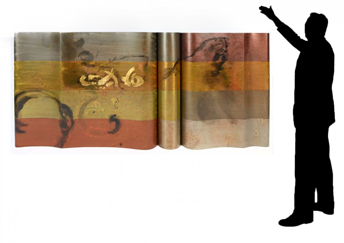 DENNIS CARNEY ART METAL WALL HANGING PHOENIX ART GROUP: DENNIS CARNEY ART METAL WALL HANGING PHOENIX ART GROUP: 36" x 72", signed lower right, label verso.