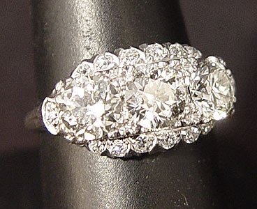 PLATINUM RETRO DECO DIAMOND RING 2.43 ctw 31 gr.