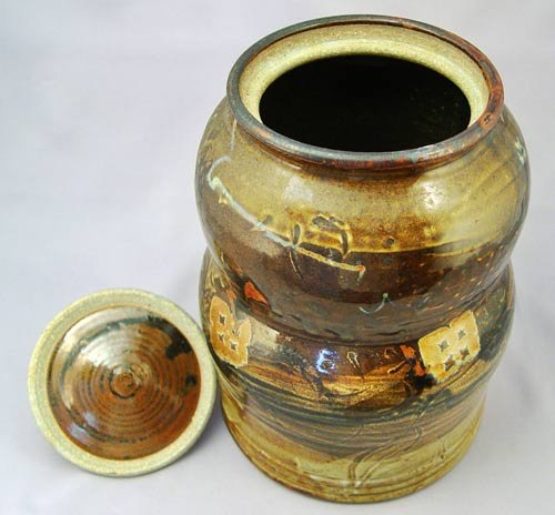 JOHN GLICK PLUM TREE COVERED JAR CANNISTER - 2