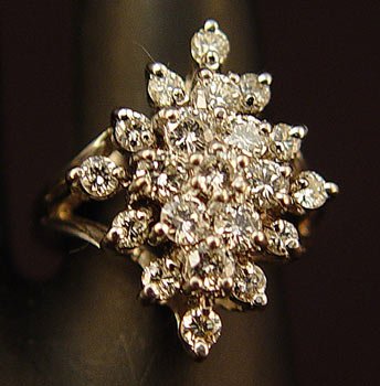1.5 ctw DIAMOND WATERFALL RING 14k white gold, sz