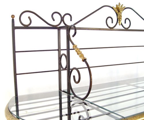 7 FEET TALL BLACK IRON AND BRASS BAKER'S RACK - 3