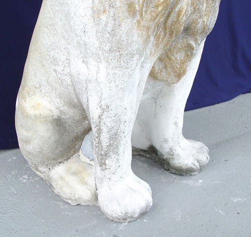GRAND PAIR OF OLD CONCRETE GUARD LIONS - 3