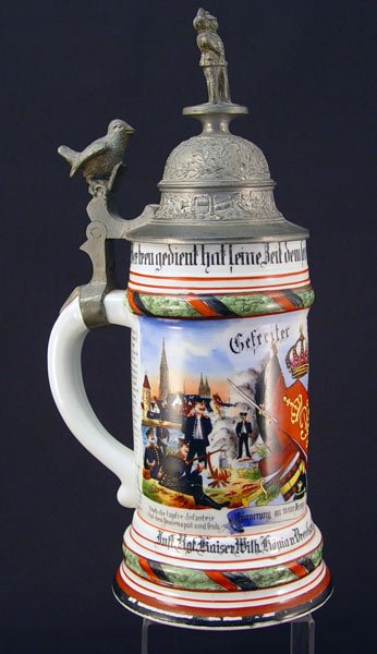 GERMAN REGIMENTAL INFANTRY STEIN LITHOPANE 1902/04