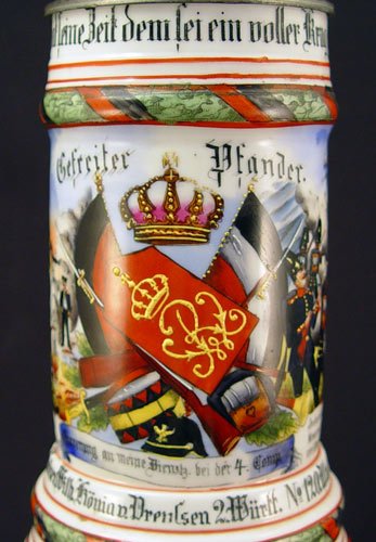 GERMAN REGIMENTAL INFANTRY STEIN LITHOPANE 1902/04 - 3